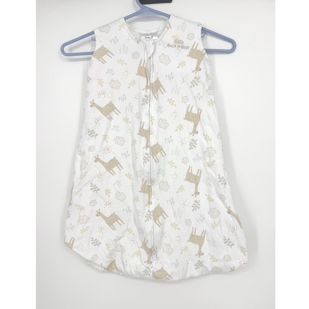 Halo SleepSack Wearable Blanket Small 0-6M White Tan Deer Print Sleep Bag